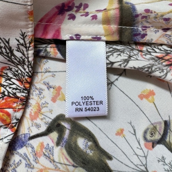 Banana Republic Bird Floral Print Button Up Blouse (Sz 14) - Picture 9 of 9